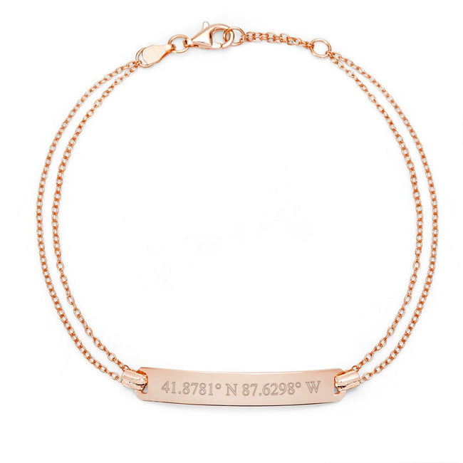 Custom Coordinate Rose Gold Name Bar Bracelet