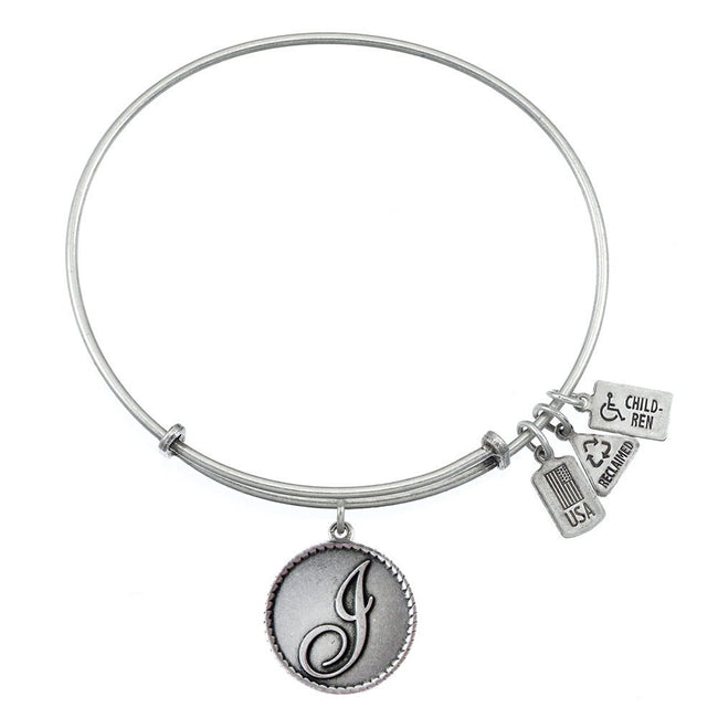 Wind & Fire Letter I Initial Charm Bangle Bracelet