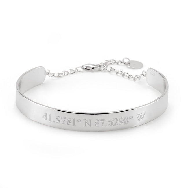 925 Silver Name Engraved Cuff Bracelet