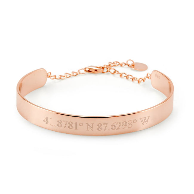 Engraved Rose Gold Cuff Name Bracelet