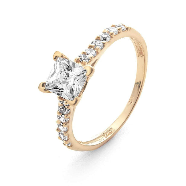 14K Gold Princess Cut CZ Engagement Ring 