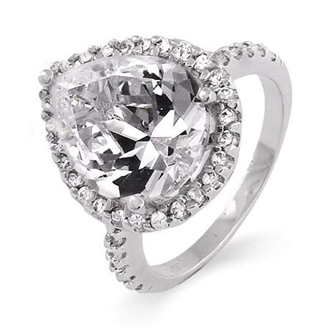 4 Carat Pearcut CZ Silver Engagement Ring