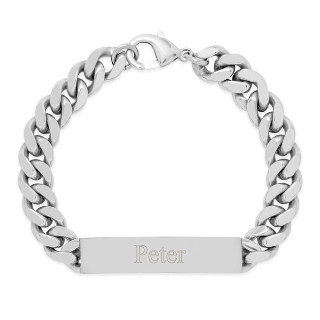 Men's Engravable Stainless Steel Curb Chain ID Bracelet
