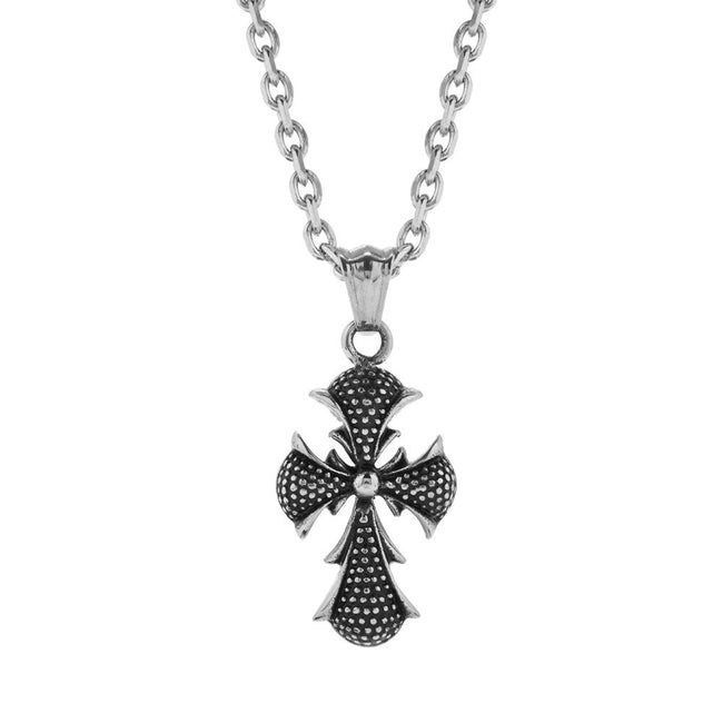 Men's Antiqued Stainless Steel Cross Pendant