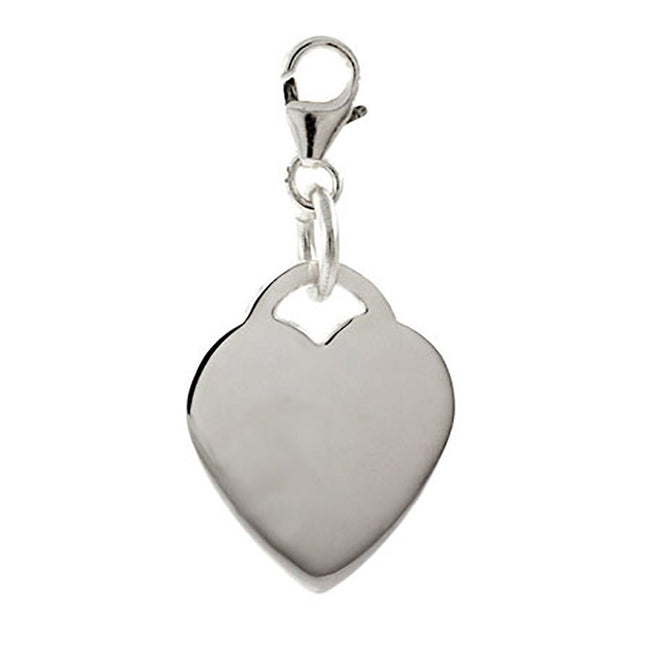 Sterling Silver Engravable Heart Tag Charm