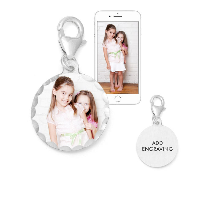 Custom Petite Round Photo Wedding Bouquet Charm