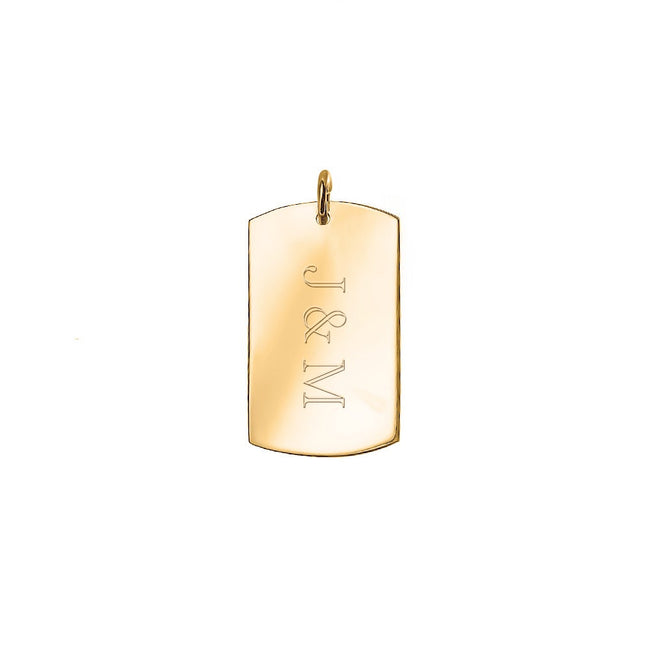 Engravable Small Dog Tag Gold Charm