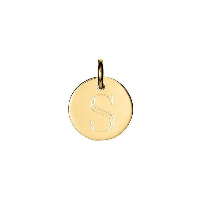 Petite Gold Round Tag Initial Charm