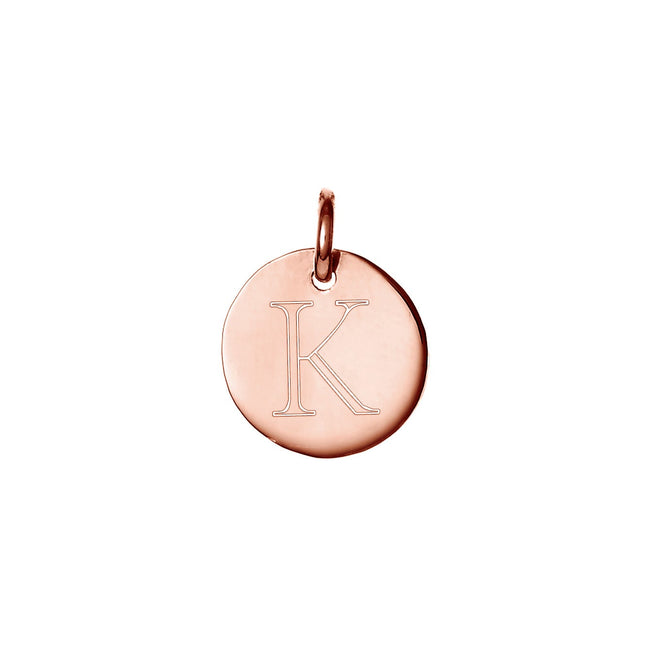 Petite Rose Gold Round Charm Initial Charm