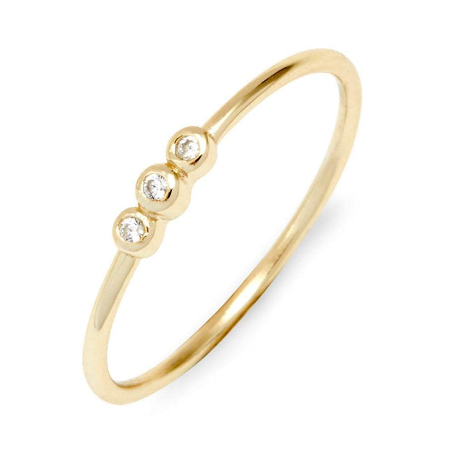 Dainty Cubic Zirconia Bezel Set Gold Stackable Ring