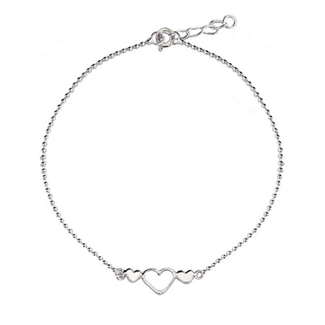 Open Heart Beaded Anklet in Sterling Silver | Eve's Addiction&#0174;