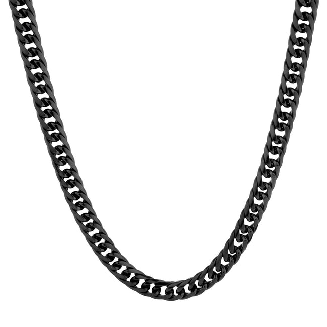 Men's Black Stainless Steel Double Curb Chain Necklace