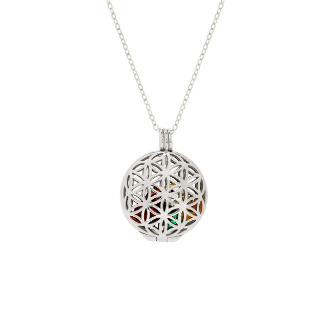 Flower of Life 4mm Round Birthstone Silver Locket