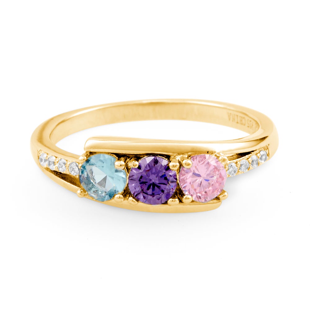 Petite 3 Stone Gold Birthstone Ring | Eve's Addiction