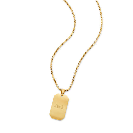 Engravable Gold-Plated Dog Tag Necklace