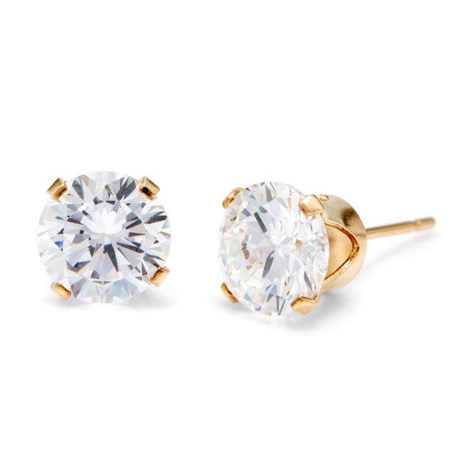 14K Gold Filled Round Diamond CZ 8mm Stud Earring