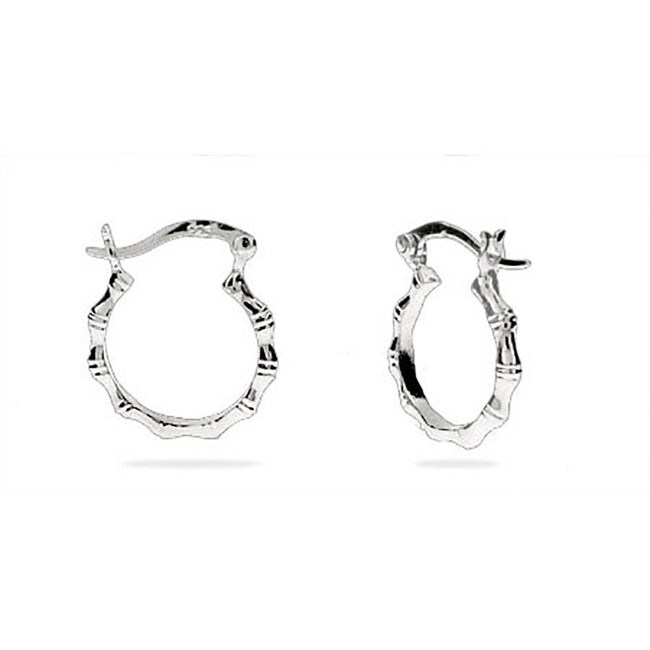 Silver .5 Inch Bamboo Hoop Earrings