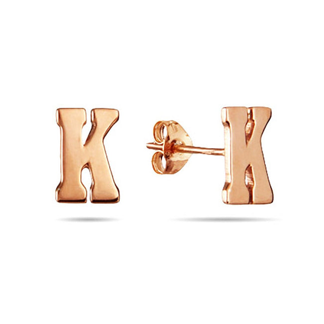 Rose Gold Plated Initial Stud Earrings 