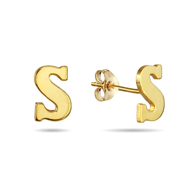 Gold Plated Initial Stud Earrings 