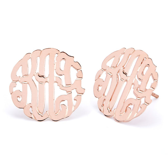 Rose Gold Vermeil Custom Monogram Stud Earrings