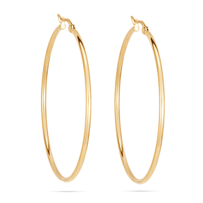 2" Classic Gold Stainless Steel Hoop Earrings