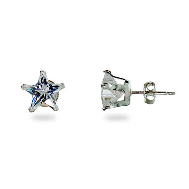 Diamond Cubic Zirconia Star Stud Earrings