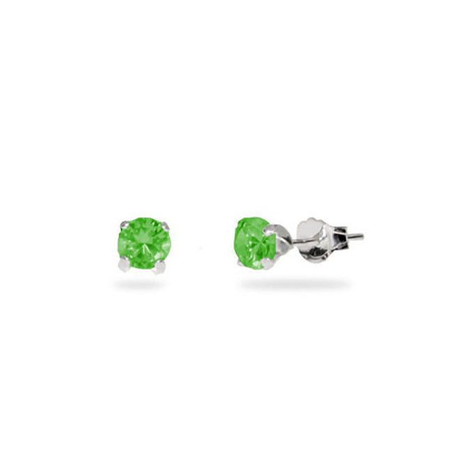 Sterling Silver Emerald Cubic Zirconia Stud Earrings