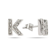 Sterling Silver CZ Initial Earrings