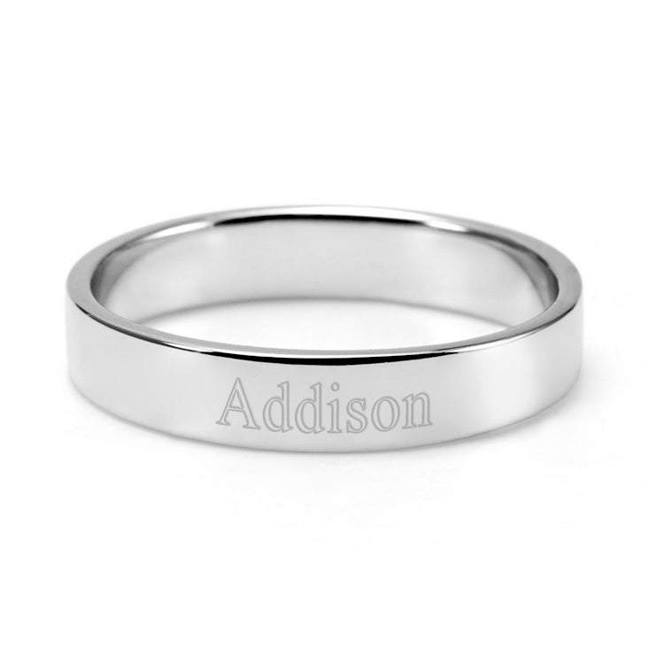 Engravable Silver Stacking Name Ring | Eve's Addiction
