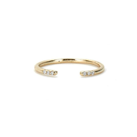 Dainty Gold Plated Open Cuff Ring with CZs | Eve's Addiction