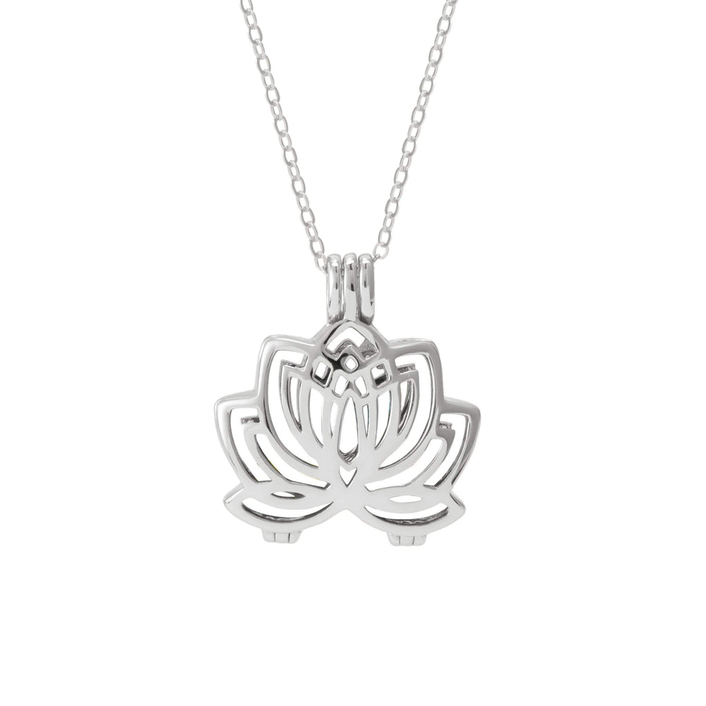 Lotus Flower Silver Birthstone Floating Locket | Eve's Addiction