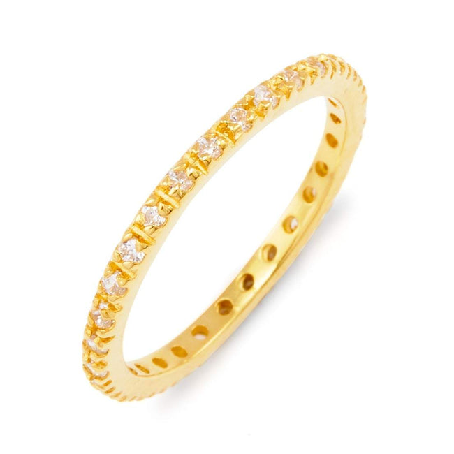 Thin Gold Vermeil Pave CZ Stackable Ring