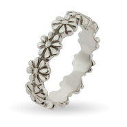 Ring of Flowers Sterling Silver Stackable Band