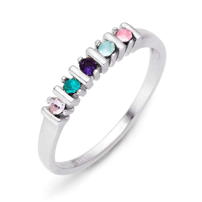 5 Stone Birthstone Silver Eternity Ring