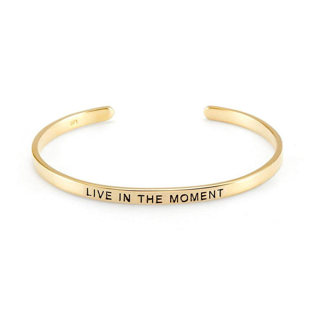 Live In The Moment Gold Enamel Message Bracelet