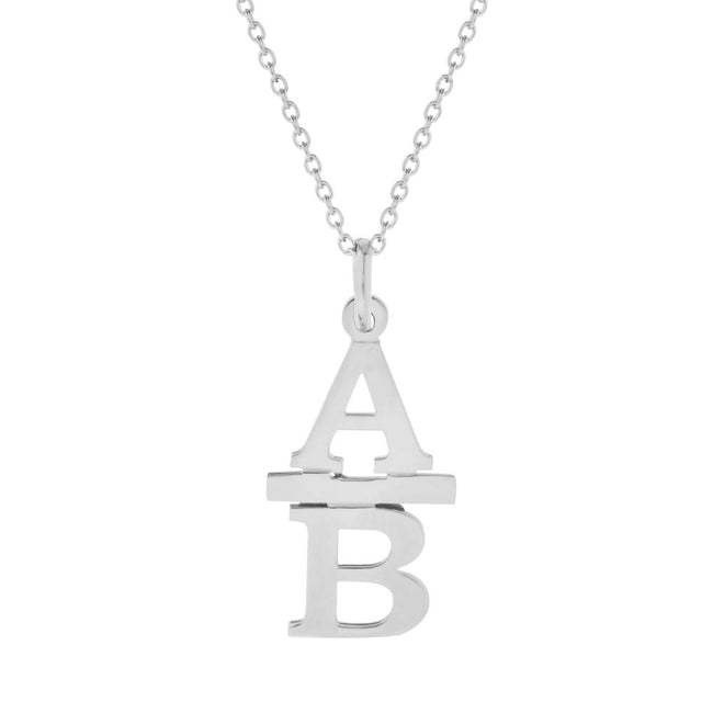 Sterling Silver Stacked Two Initial Pendant