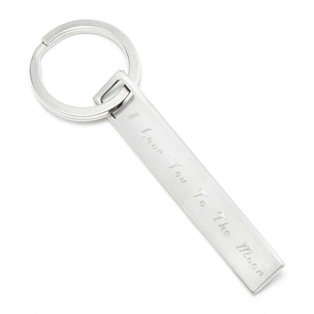 aandlengraving Personalized Silver Satin Polished Keychain, Engraved Silver Keychain, Two Tone Keychain, Silver Key Ring, Personalized Silver Keychain