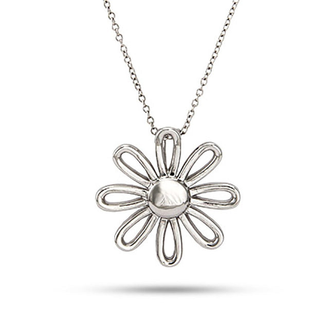 Designer Style Sterling Silver Daisy Necklace