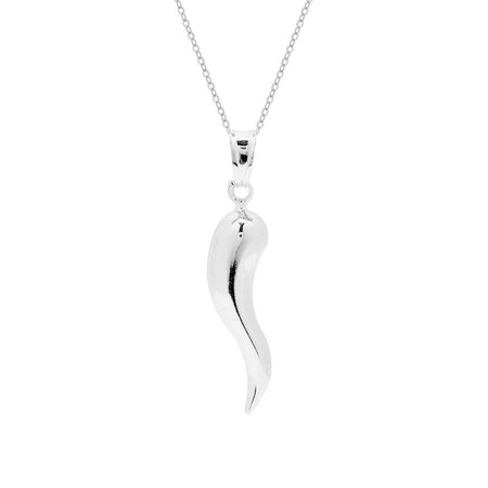 Medium Silver Italian Horn Charm Necklace | Eve's Addiction