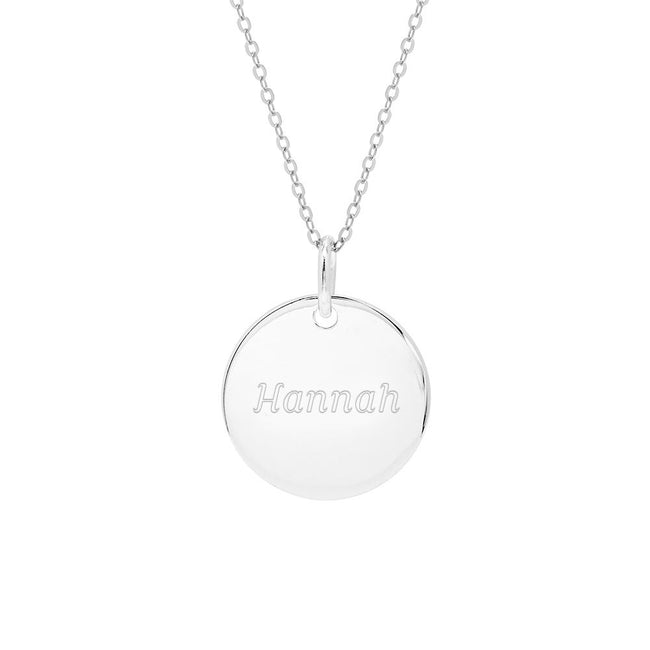 Engravable Round Tag Sterling Silver Necklace