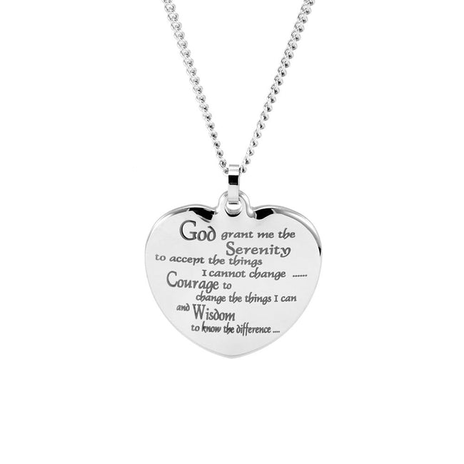 Serenity Prayer Heart Pendant