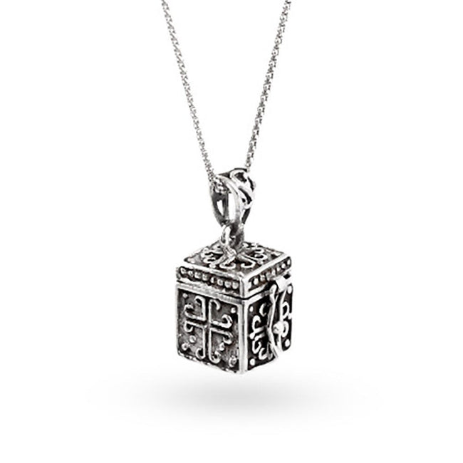 White Zircon Sterling Silver Prayer Box Necklace 2.22ctw - NXH045 | JTV.com