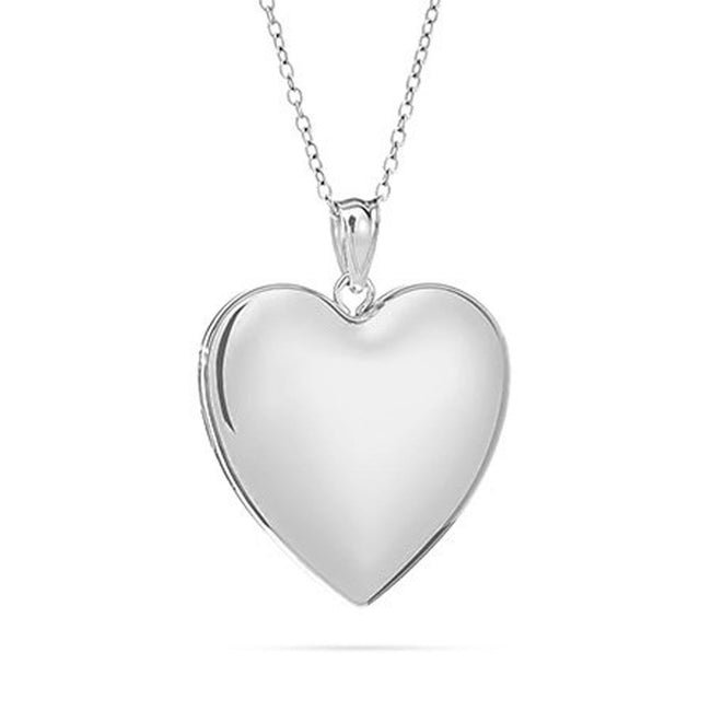 Engravable Plain Silver Heart Locket