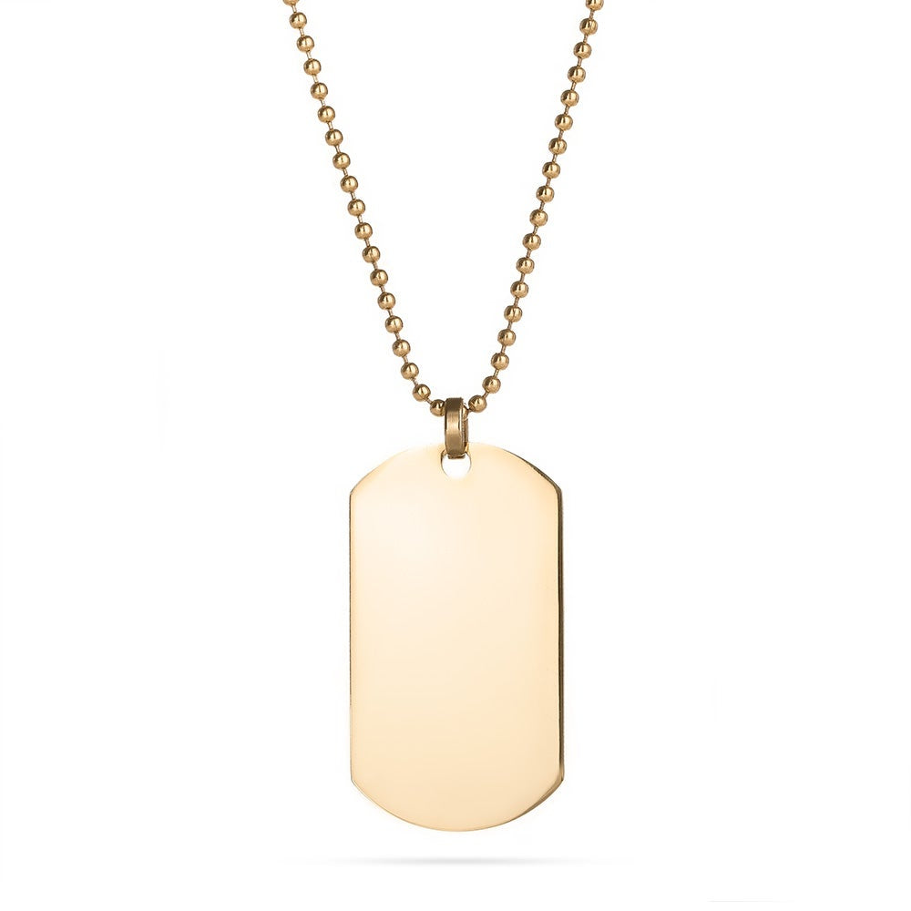 Gold Plated Large Dog Tag Necklace