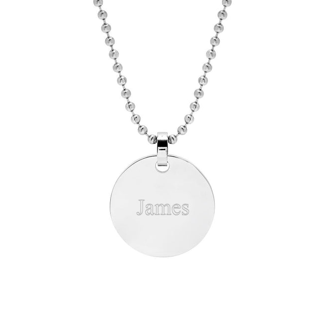 Engravable Medium Stainless Steel Round Tag Pendant