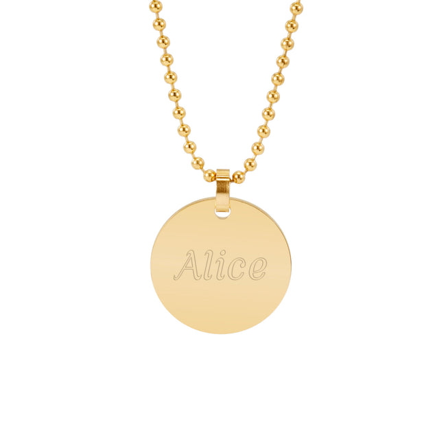 18K Gold Plated Medium Round Charm Necklace