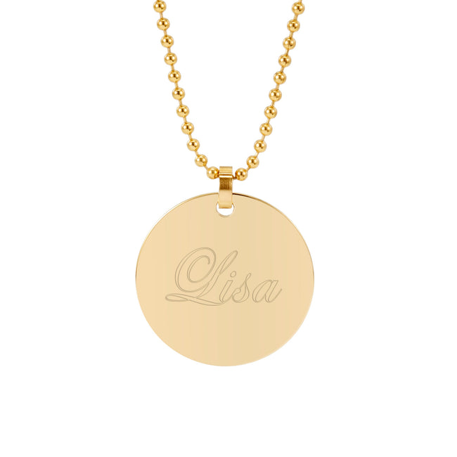 Engravable 18K Gold PlatedRound Tag Pendant