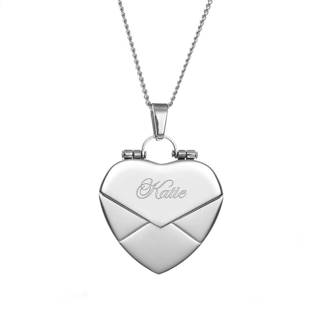 Engraved Envelope Heart Locket