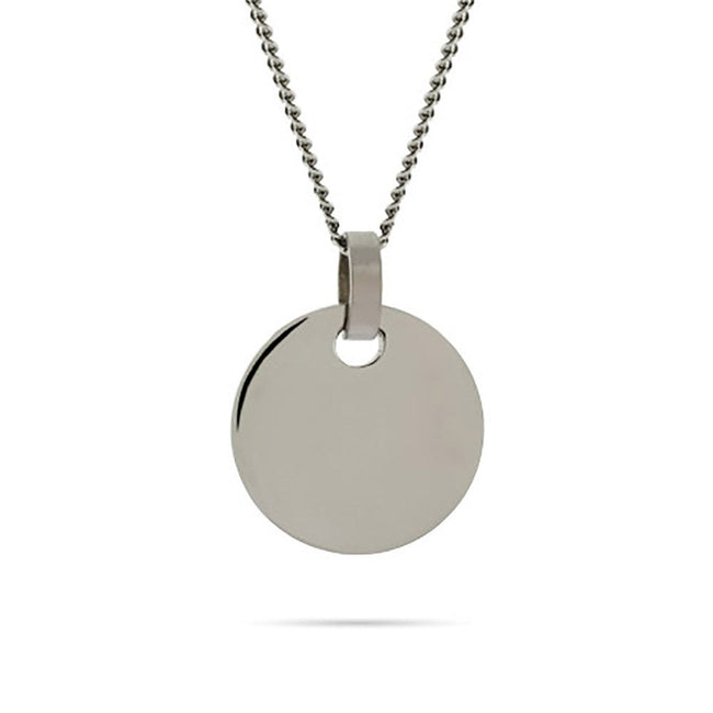 Engravable Small Stainless Steel Round Tag on Curb Chain