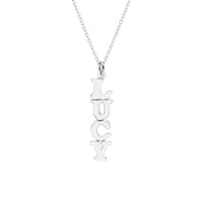 Sterling Silver Custom Vertical Nameplate Necklace